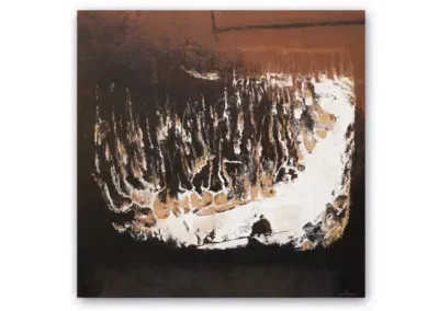 Peinture contemporaine Trace II acrylique sur toile de lin de 130x130cm